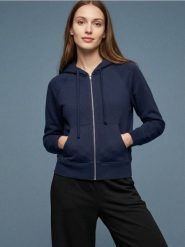 Rozpinana bluza z kapturem - granatowy. Niebieskie bluzy damskie Sinsay, l, bez wzorów, sportowe, bez ramiączek, z kapturem. W wyprzedaży za 29.99 zł.