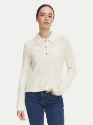 Tommy Hilfiger Sweter WW0WW52222 Kremowy Regular Fit. Białe swetry nierozpinane damskie Tommy Hilfiger, xl, bez wzorów, z wełny, bez kołnierzyka, bez ramiączek. Za 799.99 zł.