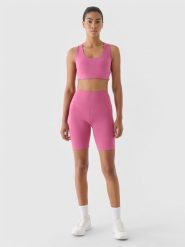 4F Legginsy krótkie treningowe damskie - fioletowe L. Czerwone legginsy damskie 4F, bez wzorów, z dzianiny. W wyprzedaży za 59.99 zł.