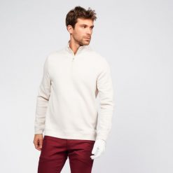 Sweter do golfa męski MW500 z półgolfem. Niebieskie swetry męskie INESIS, m, bez wzorów, z bawełny, eleganckie, bez kołnierzyka, bez ramiączek. Za 179.99 zł.
