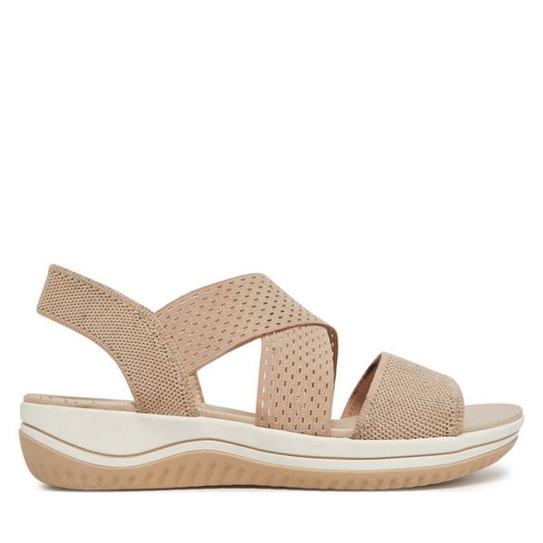 Sandały Jana. Brązowe sandały damskie Jana, bez wzorów, bez obcasa, na koturnie, bez zapięcia. Za 129.99 zł.