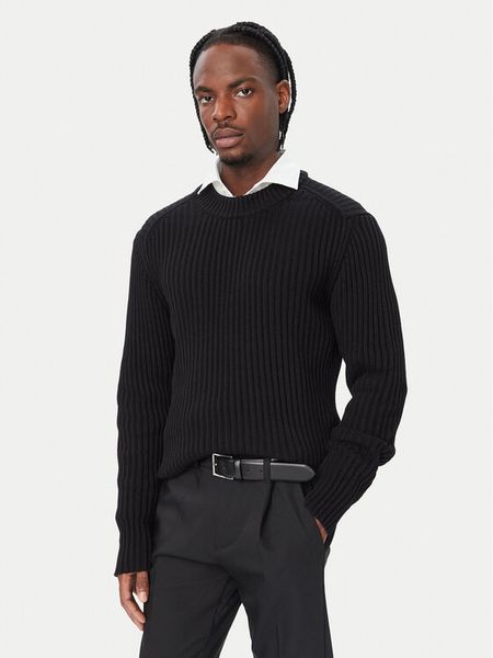 HUGO Sweter 50570249 Czarny Regular Fit. Czarne swetry męskie Hugo, m, bez wzorów, z bawełny, bez kołnierzyka, bez ramiączek. Za 629.99 zł.