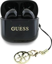 Słuchawki TWS Guess Glossy Effect Printed Classic Logo & Charm czarny. Czarne słuchawki bezprzewodowe Guess. Za 101.68 zł.