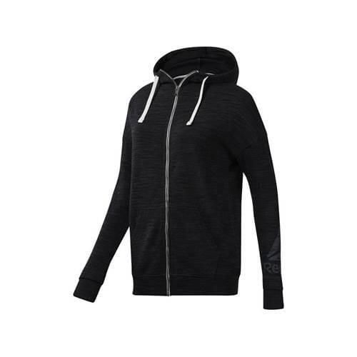 Bluza treningowa damska Reebok Training Essentials Marble. Czarne bluzy damskie Reebok, m, bez wzorów, bez ramiączek, z kapturem. Za 268.00 zł.