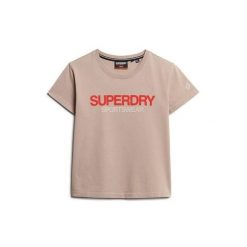 Damska dopasowana koszulka Superdry Sportswear Logo. Brązowe koszulki sportowe damskie Superdry, l, bez wzorów, bez ramiączek. Za 123.50 zł.