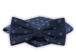Mucha Męska z Poszetką - Alties - Granatowa, Wzór Geometryczny. Niebieskie krawaty i muchy Alties, bez wzorów, eleganckie. Za 54.00 zł.