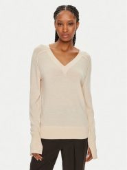 Calvin Klein Sweter K20K207573 Beżowy Regular Fit. Brązowe swetry nierozpinane damskie Calvin Klein, m, bez wzorów, z wełny, bez kołnierzyka, bez ramiączek. W wyprzedaży za 299.99 zł.