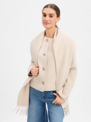 Comma sweter wełniany Kobiety beżowy, XL. Brązowe swetry nierozpinane damskie comma, xl, bez wzorów, z wełny, eleganckie, bez kołnierzyka, bez ramiączek. Za 799.95 zł.