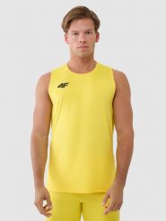 4F Tank top treningowy szybkoschnący męski - żółty XS. Żółte koszulki sportowe męskie 4F, m, bez wzorów, z dzianiny, bez ramiączek, na fitness i siłownię. Za 119.99 zł.