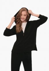 Bluza z kapturem B-FLORENCE. Czarne bluzy damskie Volcano, m, bez wzorów, z elastanu, bez ramiączek, z kapturem. Za 179.99 zł.