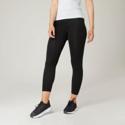 Legginsy fitness damskie Domyos slim. Szare legginsy damskie DOMYOS, bez wzorów, z bawełny. Za 49.99 zł.