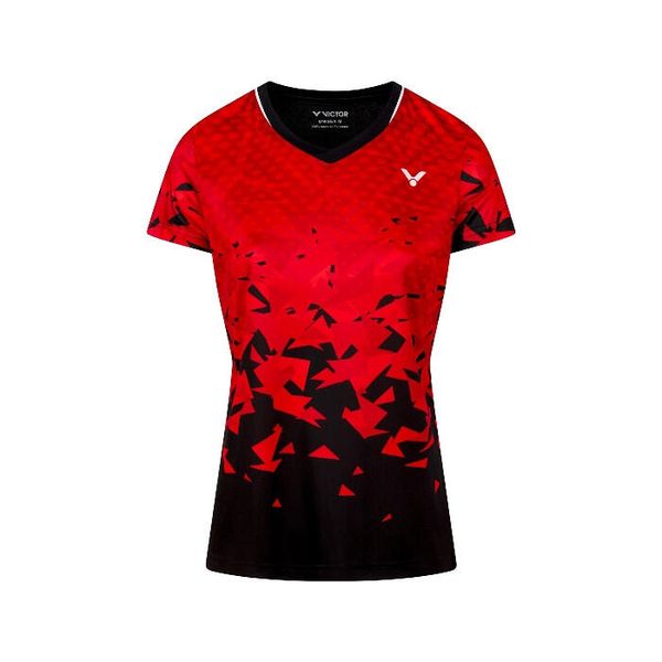 Koszulka damska VICTOR T-54101 W. Czerwone koszulki sportowe damskie Victor, l, bez wzorów, bez ramiączek. Za 129.99 zł.