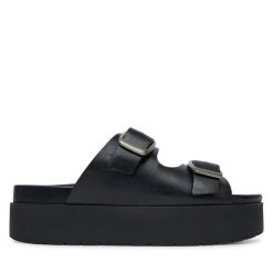 Klapki G-Star. Czarne klapki damskie G-Star, bez wzorów, retro, bez obcasa, bez zapięcia. Za 227.99 zł.
