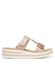 Rieker Klapki CEO-V0200-90 Różowy. Czerwone klapki damskie Rieker, bez wzorów, z materiału, bez obcasa, bez zapięcia. Za 329.99 zł.