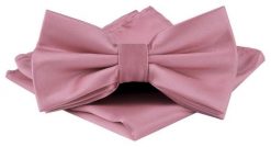 Mucha Męska w Zestawie z Poszetką - Alties - Róż Pudrowy. Czerwone krawaty i muchy Alties, bez wzorów, eleganckie. Za 65.00 zł.