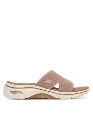 Skechers Klapki Gowalk Arch Fit 2.0 - Dakota 140865/TAN Beżowy. Brązowe klapki damskie Skechers, bez wzorów, z materiału, bez obcasa, bez zapięcia. Za 289.99 zł.