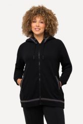 Damskie Bluza kaptur tęczowe paski odblaskowe długi rękaw. Czarne bluzy damskie Ulla Popken, plus size, bez wzorów, z bawełny, bez ramiączek, z kapturem. Za 279.99 zł.