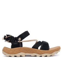 Sandały Merrell. Czarne sandały damskie Merrell, bez wzorów, bez obcasa, na płaskiej podeszwie, bez zapięcia. Za 399.99 zł.