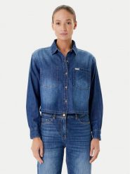 Guess Jeans Koszula jeansowa W5YH0D D5M8A Granatowy Regular Fit. Niebieskie koszule damskie Guess Jeans, m, z aplikacjami, z bawełny, bez kołnierzyka, bez ramiączek. Za 239.99 zł.