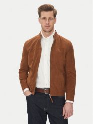 Serge Pariente Kurtka skórzana Sylvino Vs Brązowy Slim Fit. Brązowe kurtki męskie Serge Pariente, m, bez wzorów, ze skóry, bez kaptura. Za 1,029.00 zł.