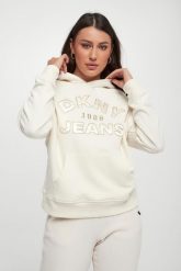 Bluza damska z kapturem DKNY. Bluzy damskie DKNY, m, bez wzorów, bez ramiączek, z kapturem. W wyprzedaży za 285.35 zł.