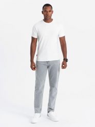 Męska koszulka SLIM FIT z okrągłym dekoltem i logotypem – biała V1 - Rozmiar: XXL. Białe t-shirty męskie Ombre Clothing, m, bez wzorów, z bawełny, bez kołnierzyka, bez ramiączek. W wyprzedaży za 24.99 zł.