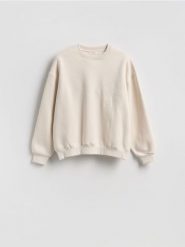 Bluza z haftem - beżowy. Brązowe bluzy damskie Reserved, l, bez wzorów, z bawełny, bez ramiączek, bez kaptura. Za 99.99 zł.