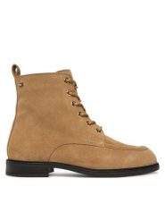 Tommy Hilfiger Trzewiki Enamel Flag Suede Lace-Up Boot FW0FW09681 Brązowy jasny. Brązowe botki damskie Tommy Hilfiger, bez wzorów, ze skóry, bez obcasa, na płaskiej podeszwie, bez zapięcia. Za 649.99 zł.