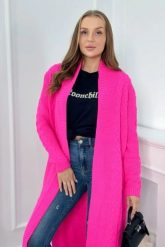 Sweter Kardigan splot warkocz różowy neon. Czerwone kardigany damskie KESI, l, bez wzorów, z wełny, bez kołnierzyka, plus size. Za 178.78 zł.