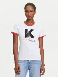 KARL LAGERFELD T-Shirt A3W17089 Biały Regular Fit. Białe t-shirty damskie KARL LAGERFELD, m, bez wzorów, z bawełny, bez kołnierzyka, bez ramiączek. Za 319.99 zł.