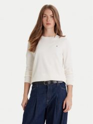 Tommy Hilfiger Sweter WW0WW44984 Biały Regular Fit. Białe swetry nierozpinane damskie Tommy Hilfiger, l, bez wzorów, z bawełny, bez kołnierzyka, bez ramiączek. Za 429.99 zł.