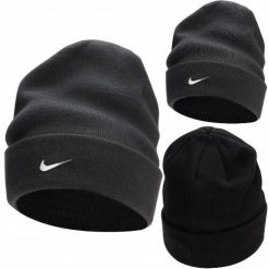 Czapka zimowa Nike Peak Beanie sportowa. Szare czapki damskie Nike, na zimę, bez wzorów. Za 159.00 zł.