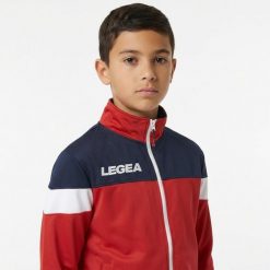 Kurtka sportowa Bolivia czerwona-niebieska. Czerwone kurtki sportowe męskie Legea, m, z aplikacjami, z poliesteru, bez kaptura, na fitness i siłownię. Za 72.00 zł.