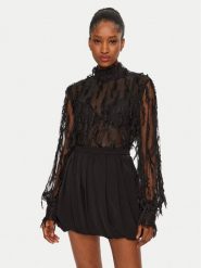 Munthe Bluzka 244102824440 Czarny Relaxed Fit. Czarne bluzki damskie Munthe, bez wzorów, z syntetyku, bez kołnierzyka, bez ramiączek. Za 639.99 zł.