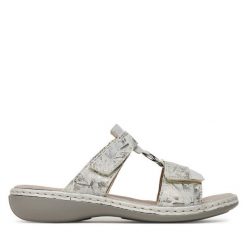 Klapki Rieker. Szare klapki damskie Rieker, bez wzorów, bez obcasa, bez zapięcia. Za 229.99 zł.