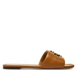 Klapki Tory Burch. Brązowe klapki damskie Tory Burch, bez wzorów, bez obcasa, bez zapięcia. Za 1,049.00 zł.