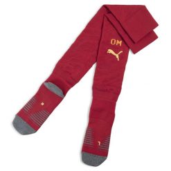 Męskie skarpety bramkarskie Olympique Marsylia 25/26 PUMA. Czerwone skarpety męskie Puma, bez wzorów, z tkaniny. Za 109.00 zł.