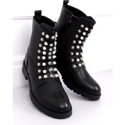 Botki militarne czarne 7671-PA Black. Czarne botki damskie ButyModne, bez wzorów, ze skóry ekologicznej, militarne, bez obcasa, na obcasie, bez zapięcia. Za 109.00 zł.