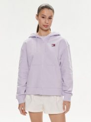 Tommy Jeans Bluza Badge DW0DW17955 Fioletowy Relaxed Fit. Fioletowe bluzy damskie Tommy Jeans, m, bez wzorów, z bawełny, bez ramiączek, bez kaptura. Za 399.99 zł.