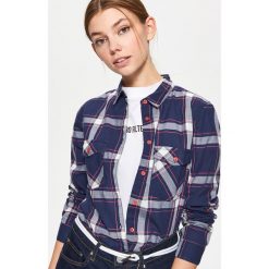 Koszula w kratę - Fioletowy. Fioletowe koszule damskie Cropp, l, bez wzorów, bez kołnierzyka, bez ramiączek. Za 79.99 zł.