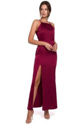 Długa sukienka wieczorowa na wesele błyszcząca halter neck czerwona. Czerwone sukienki damskie Sukienki.shop, na imprezę, s, bez wzorów, z satyny, wizytowe, bez kołnierzyka, bez ramiączek, maxi. Za 319.00 zł.