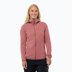 Bluza polarowa damska Jack Wolfskin Kolbenberg Hooded Fz. Czerwone bluzy damskie Jack Wolfskin, bez wzorów, z polaru, bez ramiączek, bez kaptura. Za 439.99 zł.