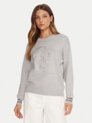 Guess Sweter W5BR42 Z26I2 Szary Relaxed Fit. Szare swetry nierozpinane damskie Guess, xl, z aplikacjami, z wiskozy, bez kołnierzyka, bez ramiączek. Za 369.99 zł.