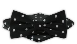Mucha Męska z Poszetką - Alties - Czerń w Białe Grochy. Białe krawaty i muchy Alties, bez wzorów, eleganckie. Za 54.00 zł.