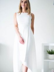 Sukienka Model Jennifer Ecru - Jersa. Sukienki damskie Jersa, na co dzień, plus size, bez wzorów, eleganckie, bez kołnierzyka, plus size, bez ramiączek, maxi, dopasowane. Za 599.65 zł.