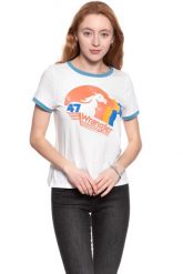 WRANGLER T SHIRT DAMSKI REGULAR TEE EGRET OFF WHITE W7383EVIO 112131034. Białe t-shirty damskie Wrangler, xs, bez wzorów, bez kołnierzyka, bez ramiączek. W wyprzedaży za 39.99 zł.