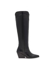 Badura Kozaki COIMBRA-110434 Czarny. Czarne kozaki damskie Badura, bez wzorów, ze skóry, bez obcasa, na słupku, bez zapięcia. Za 549.99 zł.