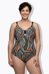 Damskie Strój kąpielowy ozdobny węzeł miękkie miseczki. Zielone stroje kąpielowe damskie Ulla Popken, plus size, bez wzorów, z elastanu. Za 191.99 zł.
