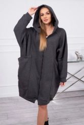 Bluza ocieplana oversize grafitowa. Szare bluzy damskie KESI, l, bez wzorów, z bawełny, bez ramiączek, bez kaptura. Za 334.56 zł.