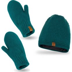 Nandy Nandy Damski Komplet Zimowy Czapka Rękawiczki - Zest-Cr-18500-Morski. Zielone czapki damskie Nandy, na zimę, bez wzorów. Za 80.90 zł.